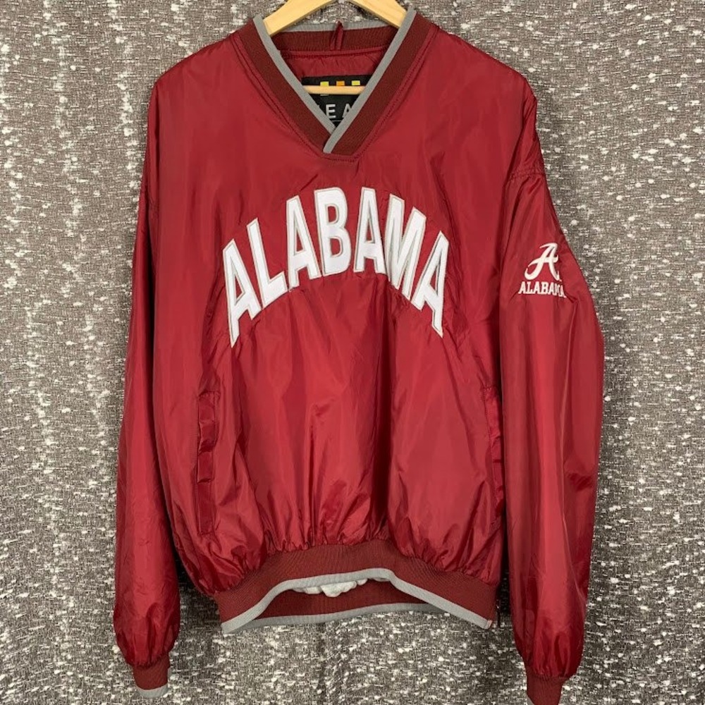 Vintage 90s Team Apparel Alabama Crimson Tide V-Neck Windbreaker XL Crimson Red